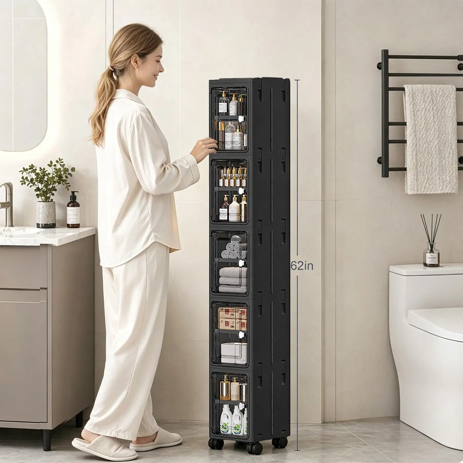 5-Tier Black Slim Narrow Rolli - Kitchen Appliances Cabinet 评论和价格